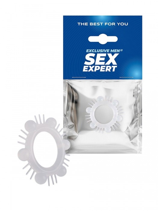 Эластичное эрекционное кольцо с шипиками и шариками - Sex Expert - в Красногорске купить с доставкой
