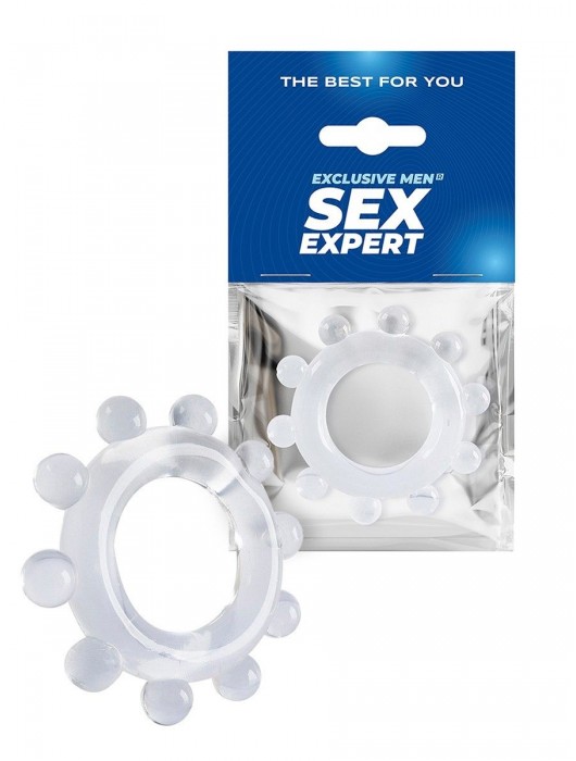 Прозрачное эрекционное кольцо со стимулирующими шариками - Sex Expert - в Красногорске купить с доставкой
