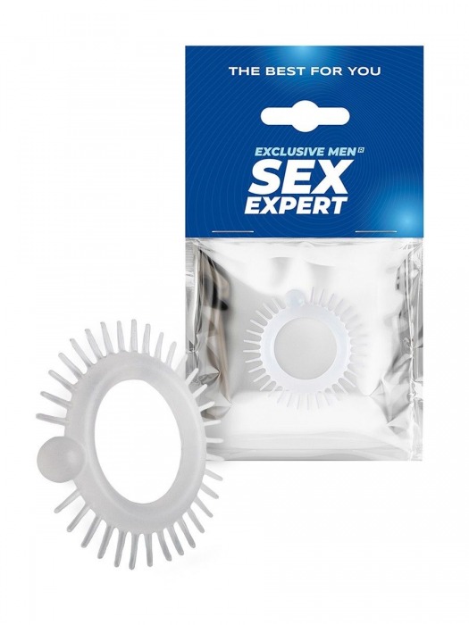 Эластичное эрекционное кольцо с шипиками и шариком - Sex Expert - в Красногорске купить с доставкой