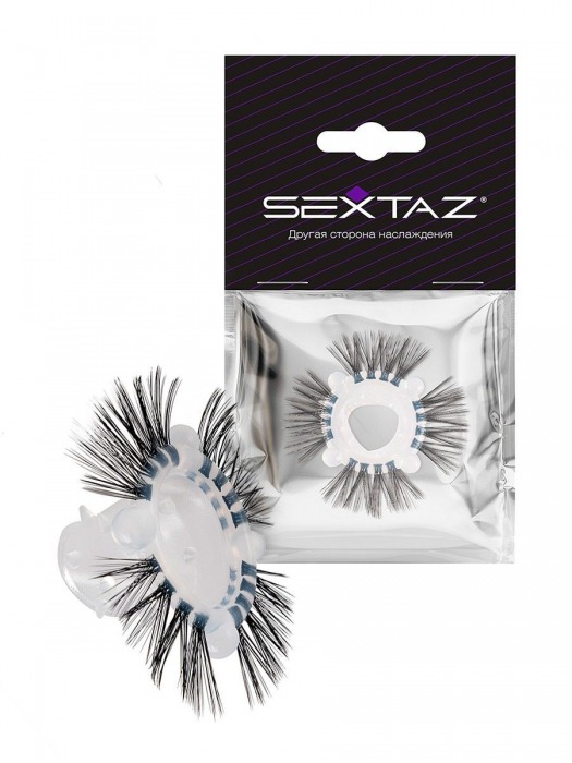 Эластичное эрекционное кольцо с черными «ресничками» - Sextaz - в Красногорске купить с доставкой
