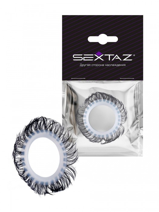 Эластичное эрекционное колечко с черными «ресничками» - Sextaz - в Красногорске купить с доставкой