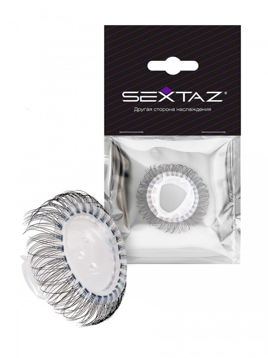 Эластичное эрекционное кольцо с длинными черными «ресничками» - Sextaz - в Красногорске купить с доставкой