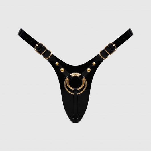 Черный пояс для фиксации насадок Strap-On-Me Leatherette Harness Fabulous - Strap-on-me - купить с доставкой в Красногорске