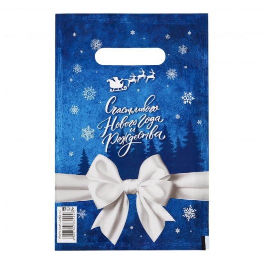 Сине-белый подарочный новогодний пакет с вырубной ручкой (20х30 см) - Сима-Ленд - купить с доставкой в Красногорске