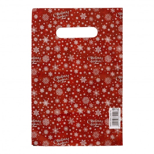 Красный подарочный новогодний пакет с вырубной ручкой (20х30 см) - Сима-Ленд - купить с доставкой в Красногорске