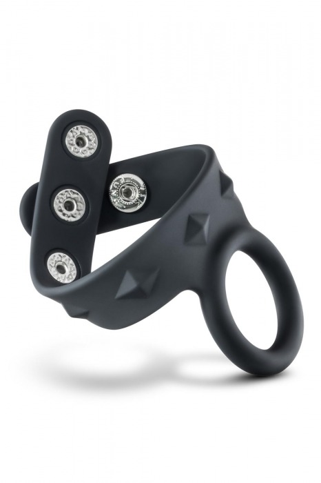 Черное эрекционное кольцо с подхватом мошонки на кнопках VS6 - Blush Novelties - в Красногорске купить с доставкой