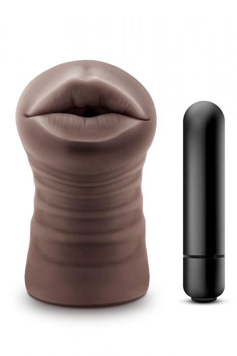 Коричневый мастурбатор-ротик Krystal Vibrating Masturbator - Blush Novelties - в Красногорске купить с доставкой