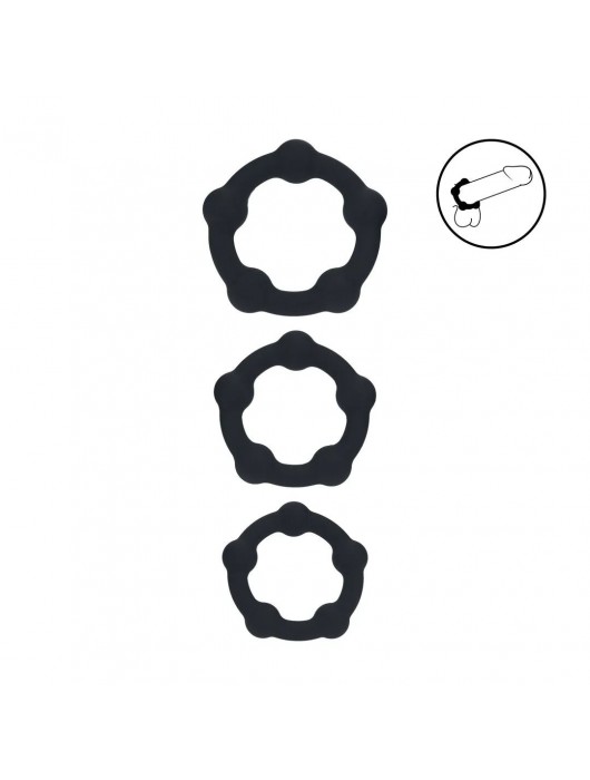 Набор из 3 эрекционных колец Beaded Silicone Cockring Set - Shots Media BV - в Красногорске купить с доставкой
