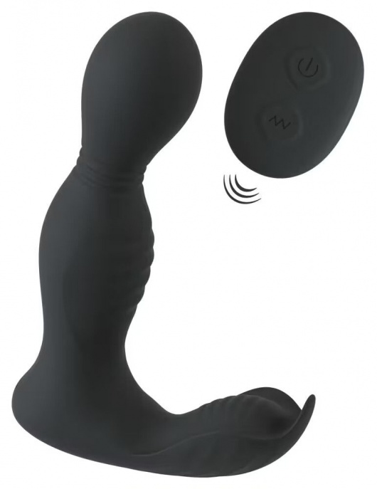 Черная анальная пробка с вибрацией, вращением и пультом ДУ RC Butt Plug with 2 Functions - Orion - в Красногорске купить с доставкой