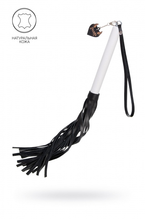 Плеть с белой рукоятью и чёрными хлыстами - 50 см. - Pecado - купить с доставкой в Красногорске