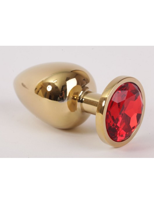 Золотистая анальная пробка с красным кристаллом - 8,2 см. - 4sexdreaM - купить с доставкой в Красногорске