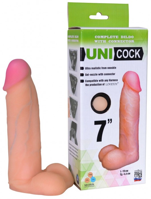 Фаллическая насадка Харнесс UNICOCK 7  - 19 см. - LOVETOY (А-Полимер) - купить с доставкой в Красногорске