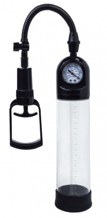 Чёрная вакуумная помпа A-toys с манометром и прозрачной колбой - A-toys - в Красногорске купить с доставкой