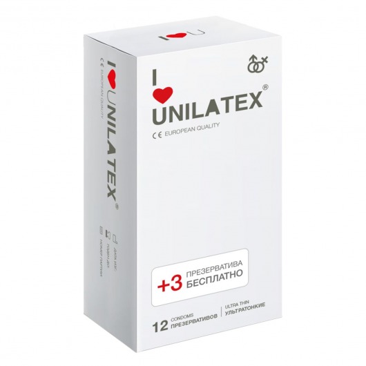 Ультратонкие презервативы Unilatex Ultra Thin - 12 шт. + 3 шт. в подарок - Unilatex - купить с доставкой в Красногорске