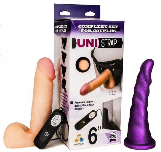Вибрострапон с двумя насадками UniStrap - 18 и 18 см. - LOVETOY (А-Полимер) - купить с доставкой в Красногорске