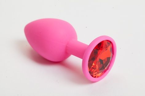 Розовая анальная пробка с красным кристаллом - 9,5 см. - 4sexdreaM - купить с доставкой в Красногорске