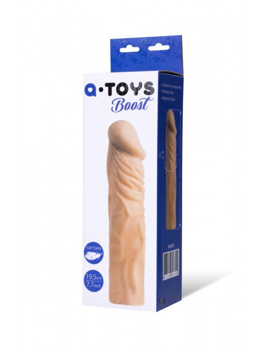 Насадка с ярко выраженной головкой и рельефным стволом - 19 см. - A-toys - в Красногорске купить с доставкой