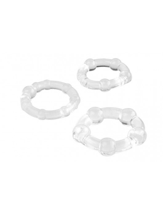 Набор из 3 прозрачных эрекционных колец с разным рельефом - A-toys - в Красногорске купить с доставкой