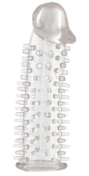 Прозрачная насадка на половой член с закрытой головкой и шипами - 12,5 см. - Toyfa Basic - в Красногорске купить с доставкой