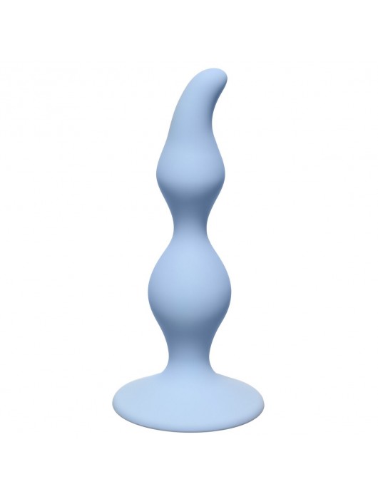 Голубая анальная пробка Curved Anal Plug Blue - 12,5 см. - Lola Games