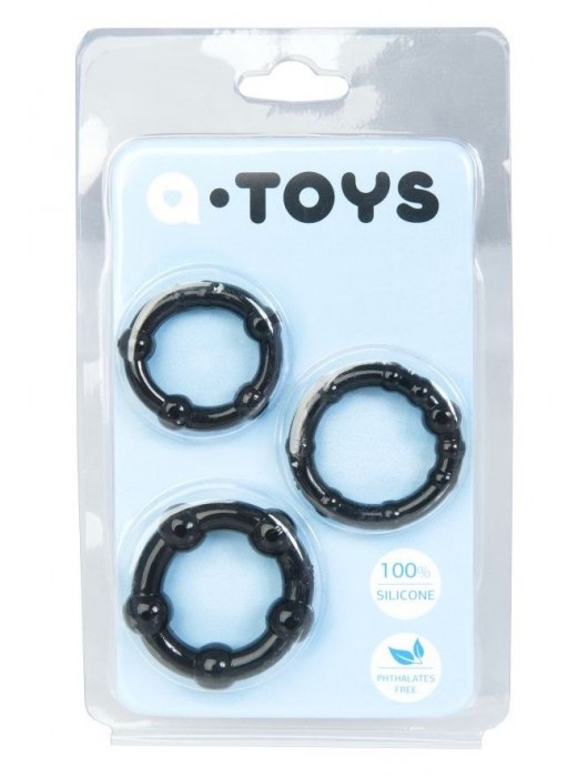 Набор из 3 чёрных эрекционных колец A-toys - A-toys - в Красногорске купить с доставкой