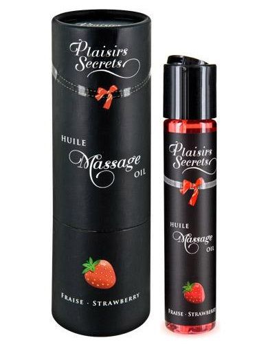 Массажное масло с ароматом клубники Huile de Massage Gourmande Fraise des Bois - 59 мл. - Plaisir Secret - купить с доставкой в Красногорске