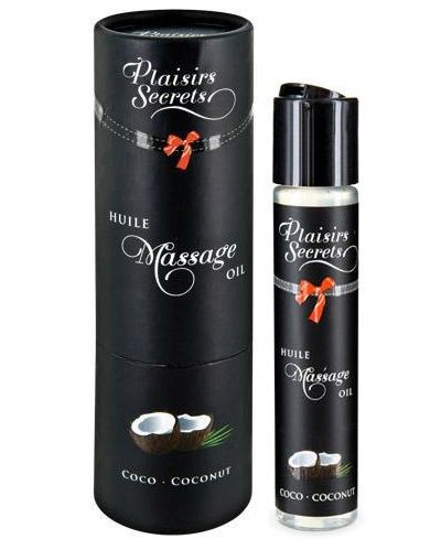 Массажное масло с ароматом кокоса Huile de Massage Gourmande Coco - 59 мл. - Plaisir Secret - купить с доставкой в Красногорске