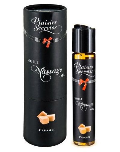 Массажное масло с ароматом карамели Huile de Massage Gourmande Caramel - 59 мл. - Plaisir Secret - купить с доставкой в Красногорске