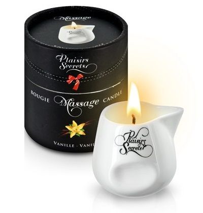 Массажная свеча с ароматом ванили Bougie Massage Gourmande Vanille - 80 мл. - Plaisir Secret - купить с доставкой в Красногорске