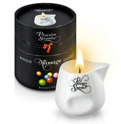 Массажная свеча с ароматом бубль-гума Bougie de Massage Gourmande Bubble Gum - 80 мл. - Plaisir Secret - купить с доставкой в Красногорске