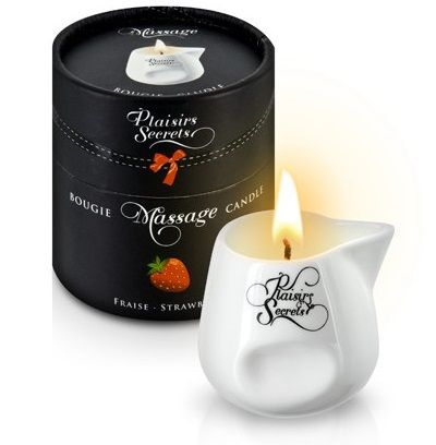 Массажная свеча с ароматом клубники Bougie de Massage Gourmande Fraise - 80 мл. - Plaisir Secret - купить с доставкой в Красногорске