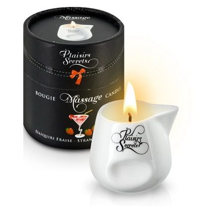 Массажная свеча с ароматом клубничного дайкири Bougie de Massage Daikiri Fraise - 80 мл. - Plaisir Secret - купить с доставкой в Красногорске