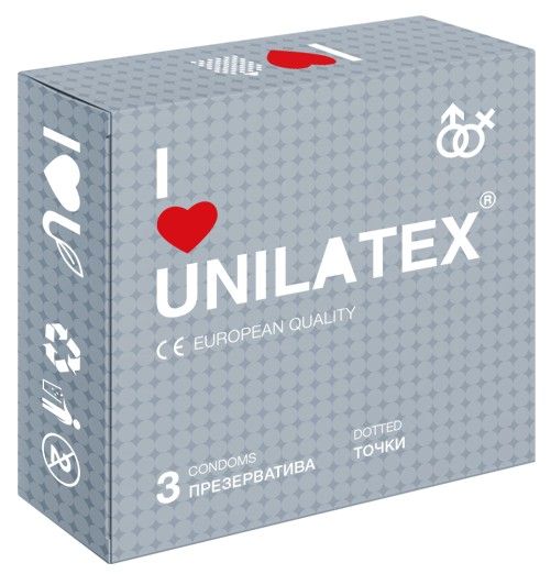 Презервативы с точками Unilatex Dotted - 3 шт. - Unilatex - купить с доставкой в Красногорске