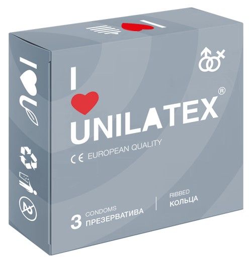 Презервативы с рёбрами Unilatex Ribbed - 3 шт. - Unilatex - купить с доставкой в Красногорске