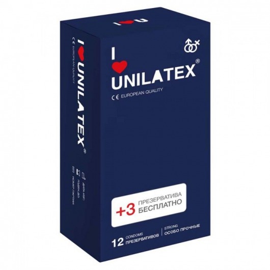 Ультрапрочные презервативы Unilatex Extra Strong - 12 шт. + 3 шт. в подарок - Unilatex - купить с доставкой в Красногорске