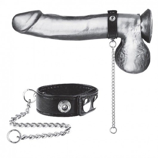 Утяжка на пенис с поводком Snap Cock Ring With 12  Leash - BlueLine - купить с доставкой в Красногорске