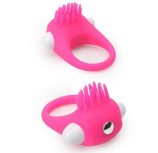Розовое эрекционное кольцо с щеточкой LIT-UP SILICONE STIMU RING 5 - Dream Toys - в Красногорске купить с доставкой