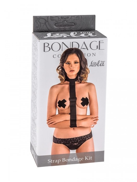 Ошейник с длинной лентой и наручниками Strap Bondage Kit One Size - Lola Games - купить с доставкой в Красногорске