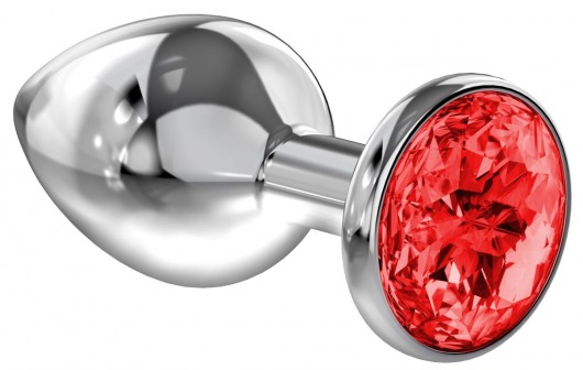 Большая серебристая анальная пробка Diamond Red Sparkle Large с красным кристаллом - 8 см. - Lola Games - купить с доставкой в Красногорске