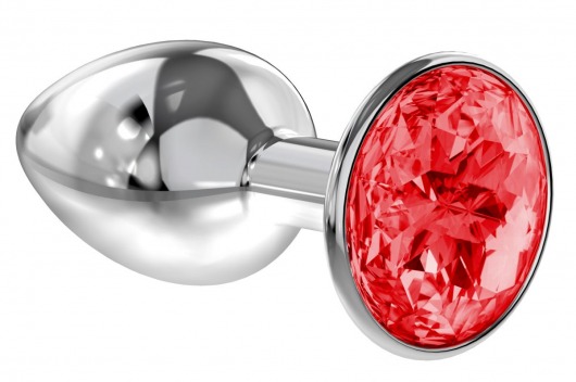 Малая серебристая анальная пробка Diamond Red Sparkle Small с красным кристаллом - 7 см. - Lola Games - купить с доставкой в Красногорске