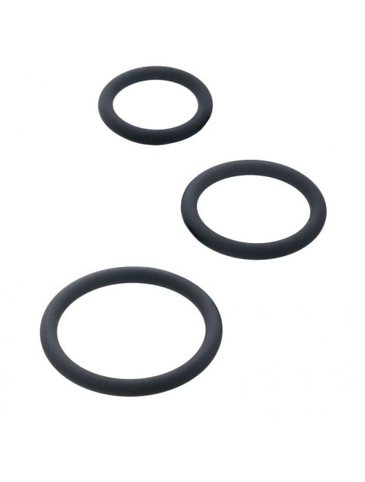 Набор из 3 чёрных эрекционных колец - ToyFa - в Красногорске купить с доставкой