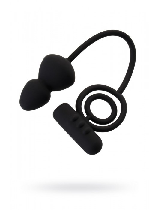 Чёрное эрекционное кольцо с вибростимулятором и анальным хвостом - Erotist Adult Toys - в Красногорске купить с доставкой