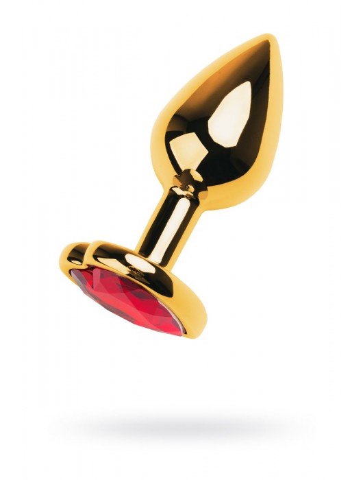 Золотистая анальная пробка с кристаллом-сердцем - 7,5 см. - ToyFa - купить с доставкой в Красногорске
