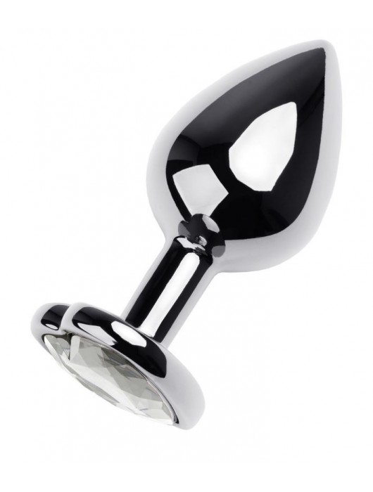 Серебристая анальная пробка с прозрачным кристаллом-сердцем - 8 см. - ToyFa - купить с доставкой в Красногорске