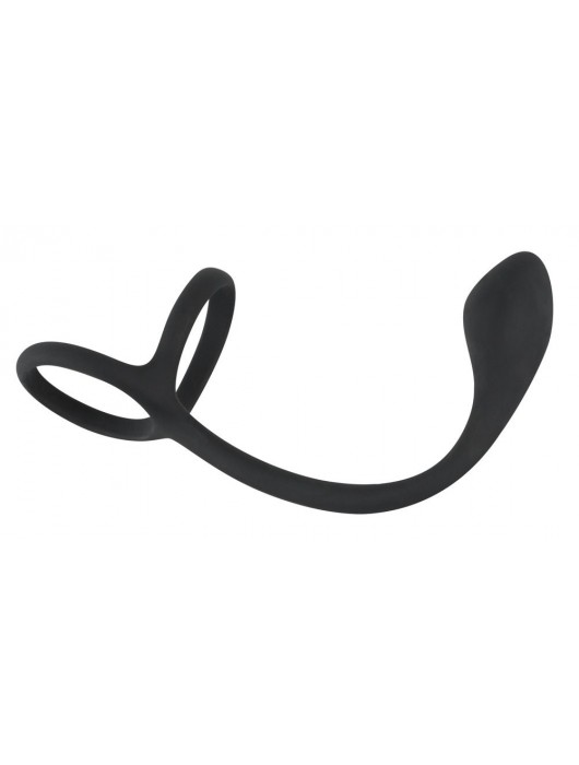 Эрекционное кольцо с утяжкой на мошонку и анальным плаг Black Velvets - Orion - в Красногорске купить с доставкой