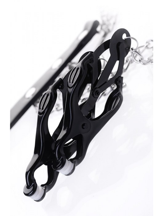 Черно-серебристые зажимы для сосков с кольцом для пениса TOYFA Metal - ToyFa - купить с доставкой в Красногорске