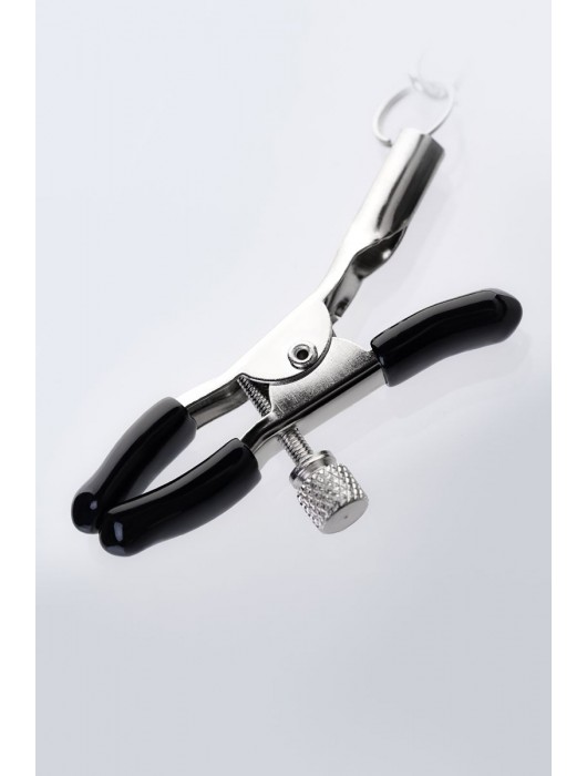 Серебристо-чёрные зажимы для сосков с кольцом для пениса TOYFA Metal - ToyFa - купить с доставкой в Красногорске